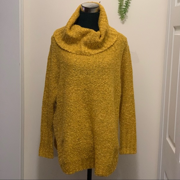 Faded Glory Knit Cozy Boulce Cowl Neck Breathable Chic Septre Gold Sweater Top - Picture 5 of 11